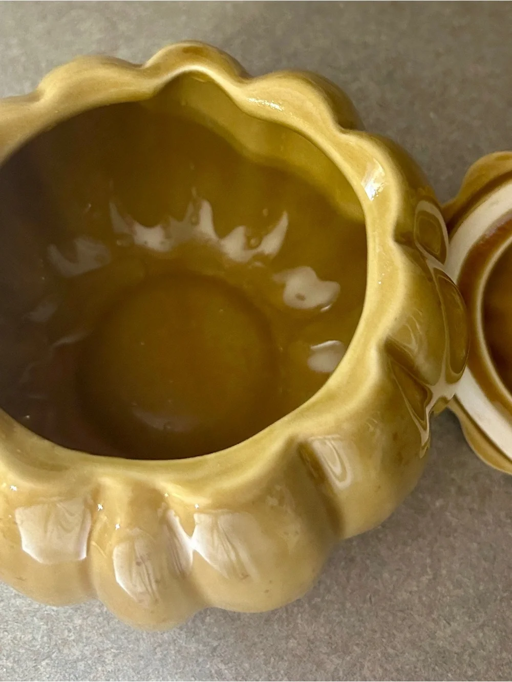 jcpenney ChrisMadden Home Collection Yellow Glazed Ceramic pumpkin candy jar